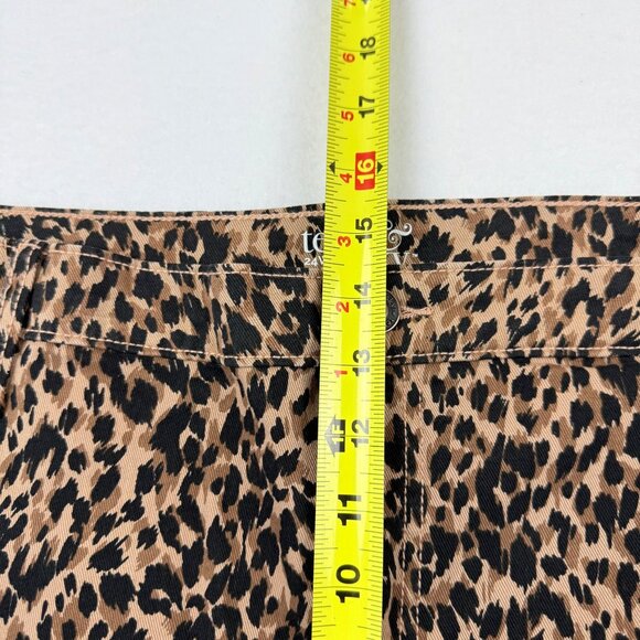 Terra & Sky Women Straight Stretch Brown Black Leopard Denim Jeans Plus 24WP NWT - Picture 8 of 10